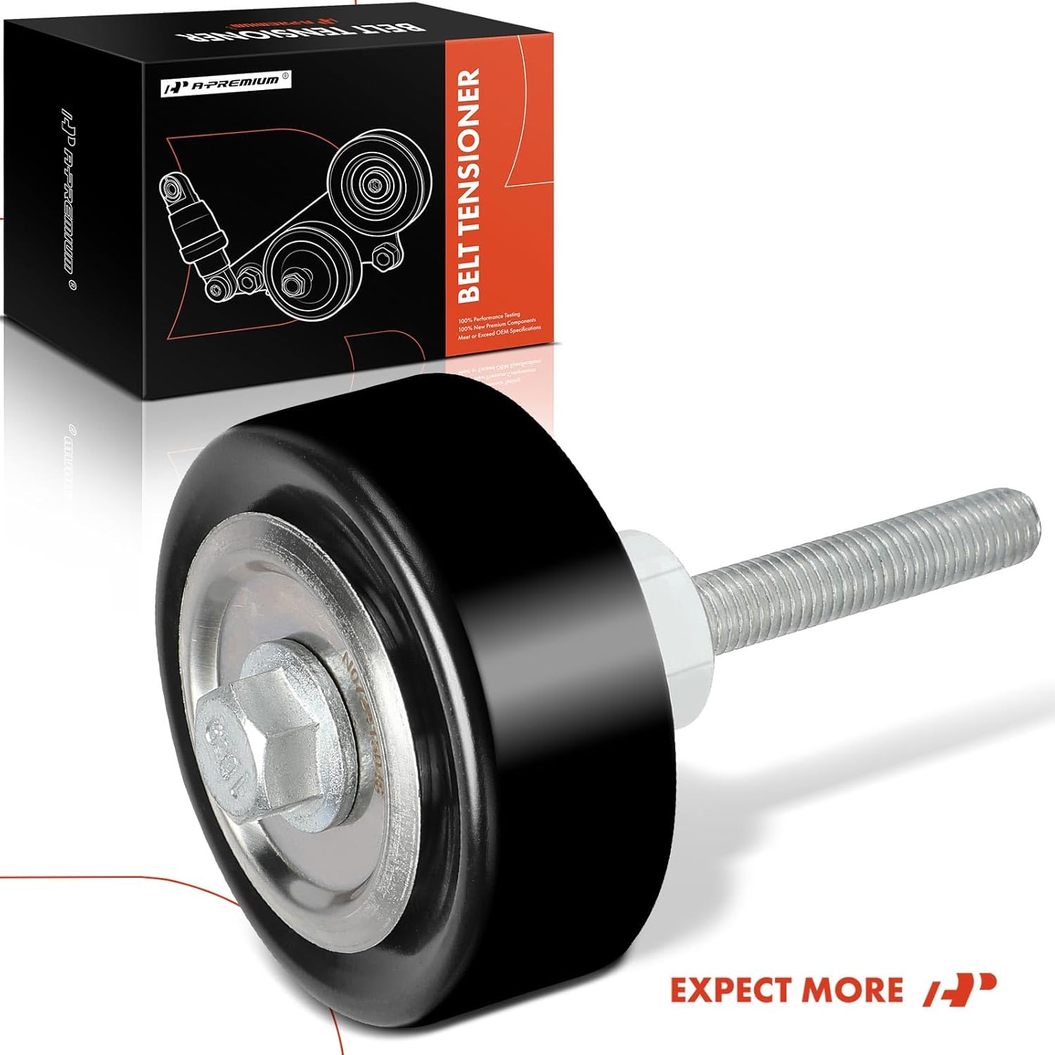 A-Premium Belt Idler Pulley Compatible with Chevrolet Equinox, Malibu, Traverse, Impala, Caprice & GMC Terrain, Acadia & Buick Enclave, LaCrosse & Cadillac SRX, XTS & Saab 9-5, 9-4X & Pontiac & Saturn