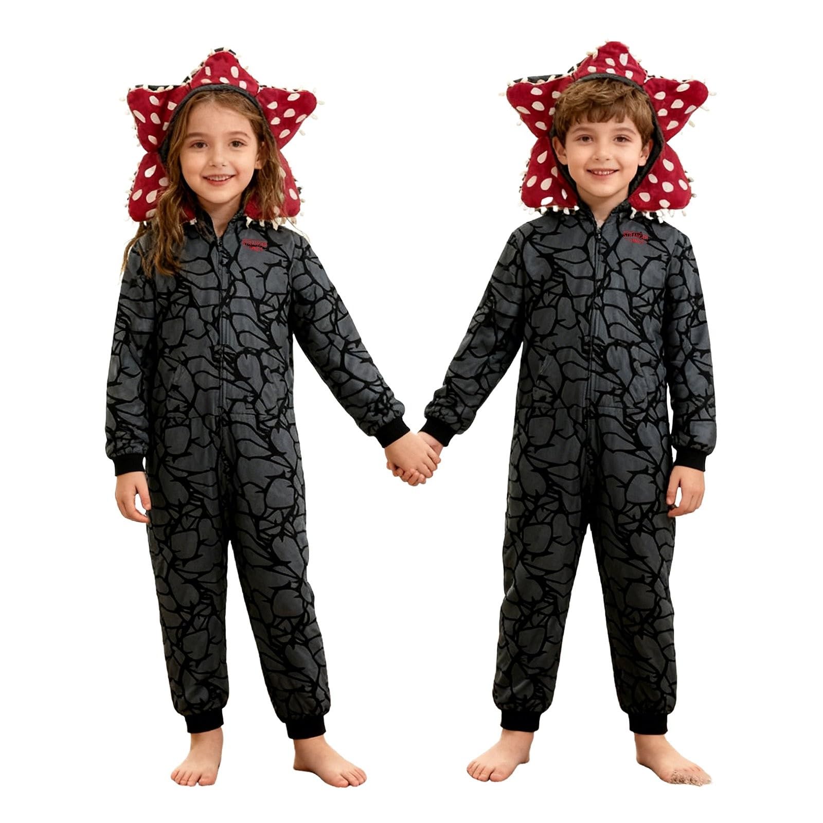 Generico 𝓓-𝓓𝓮𝓶𝓸𝓰𝓸𝓻𝓰𝓸𝓷 Pigiama Intero Unisex Onesie, per Bambini e Adulti, per Autunno e Inverno, Pigiama Carnevale Cosplay, Ideale per Feste di Famiglia, Costume D-Demogorgon