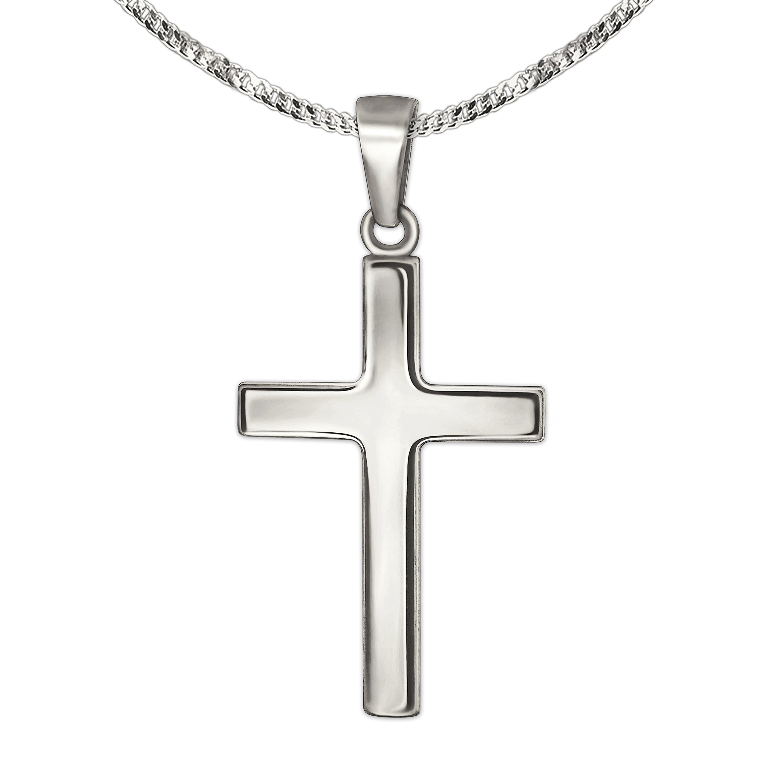 CLEVER SCHMUCK Kinder Kreuzkette Silberkreuz 18 mm schlicht Panzerkette 40 cm 925 Sterling Silber für Junge & Mädchen in Schmuckverpackung