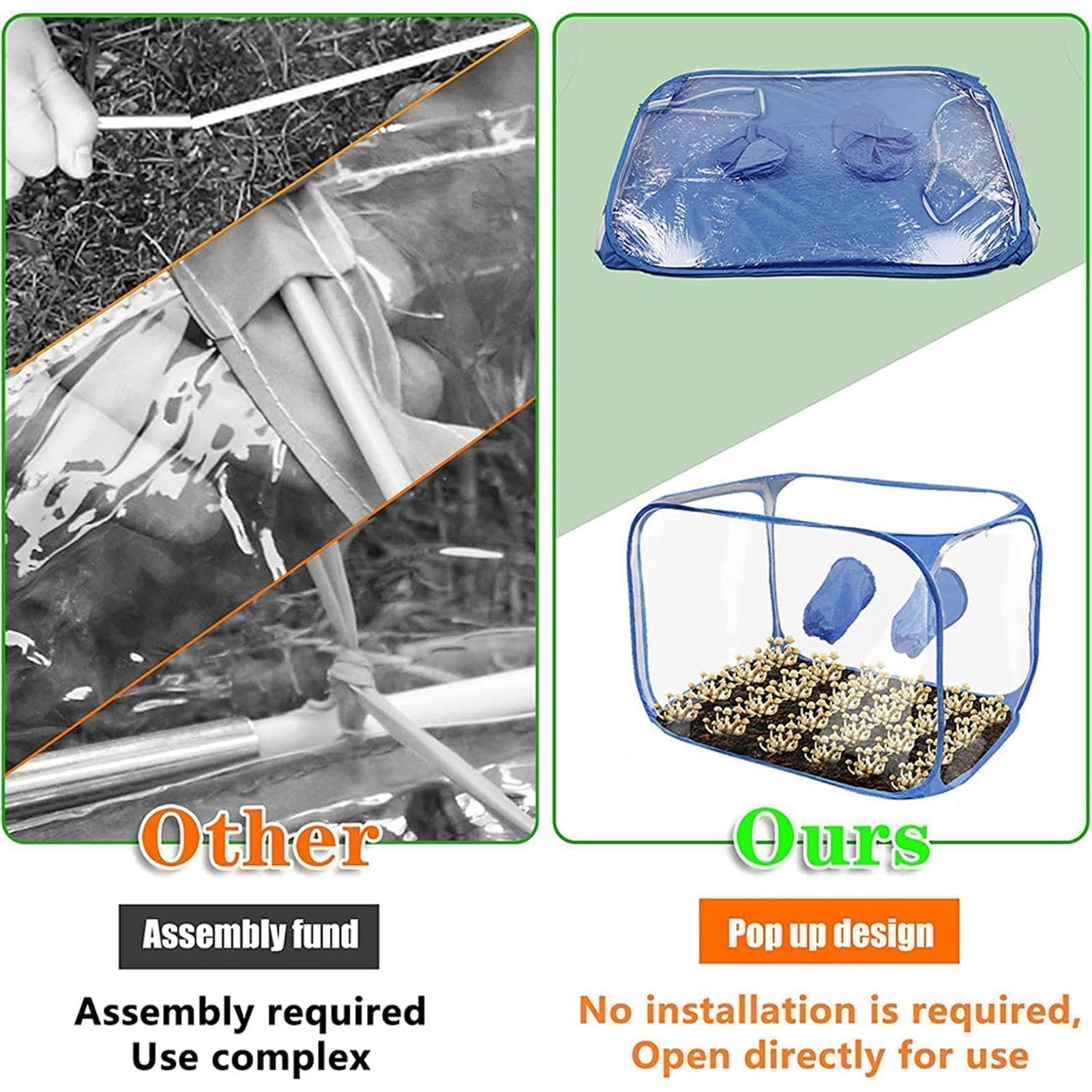 Tienda de Cultivo de Setas para Cultivo de Setas, Contenedor Plegable de PVC de 2 Brazos para Cultivo de Setas para Esporas, Suministros de Horticultura Micol¨®gica