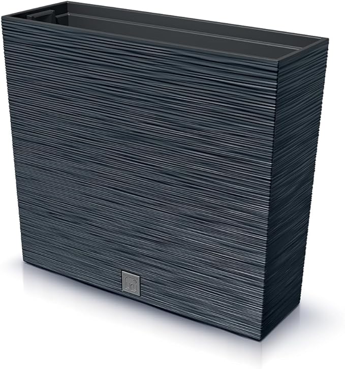 Macetero alto, jardinera para exteriores, protección visual, para exteriores, rectangular, color antracita, 58 x 18 x 50 cm