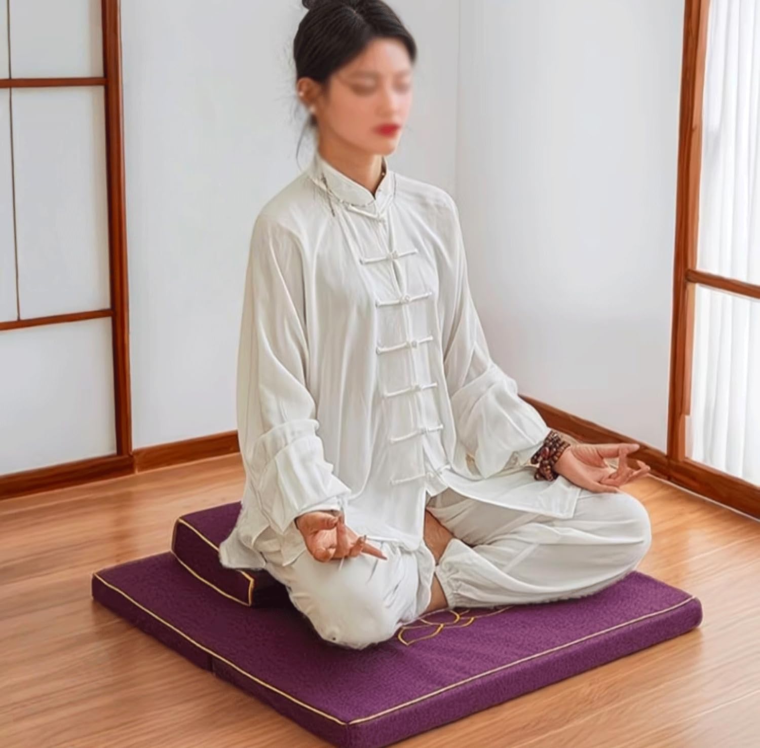 Cojín grande y de meditación, tapete cuadrado hecho a mano para meditación