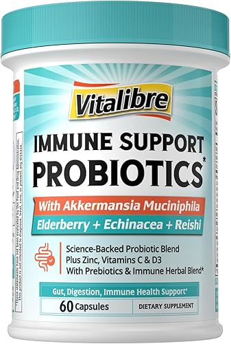 Akkermansia Probióticos para mujeres y hombres, suplemento de apoyo inmunológico, 16 cepas, con prebióticos, zinc, vitaminas C y D3, moringa y