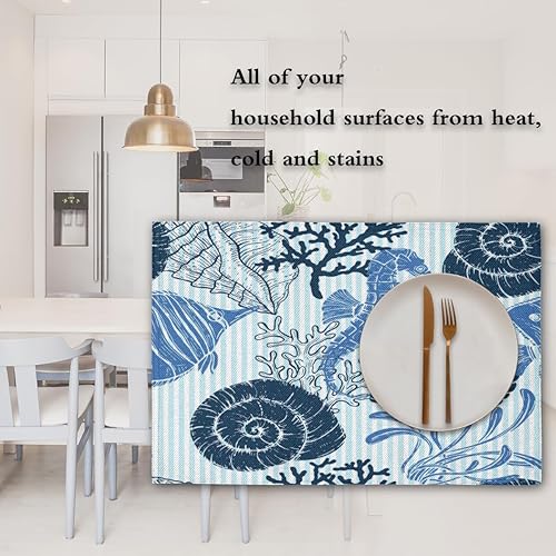 Miniatura 7 de Seahorse Theme Decor Placemats Set of 4 Table Mats Washable Placemat Waterproof Place Mats for Party Home Dining Table Decor 18x12 in