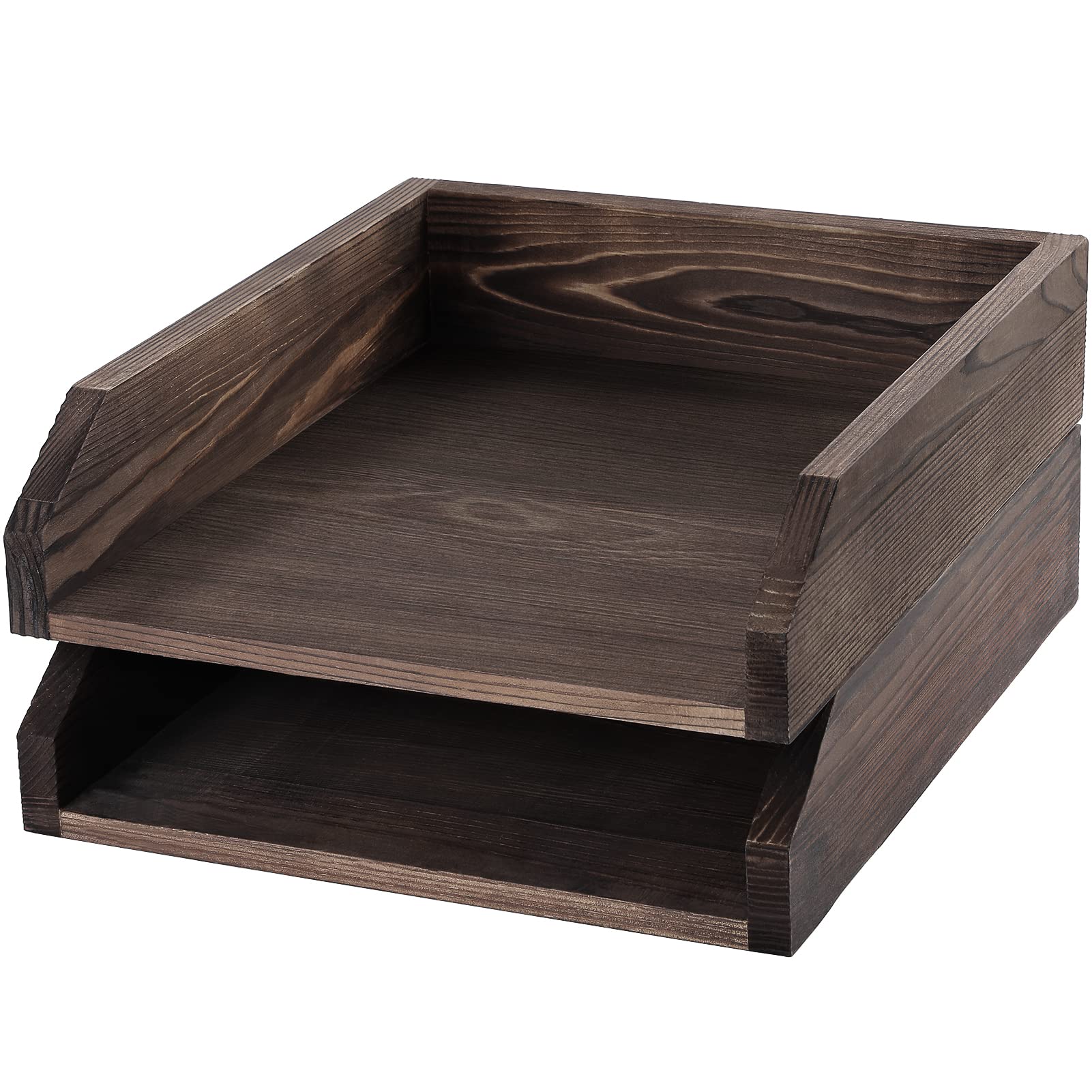 Buy MaxGear Wood Letter Tray Desk Organizer Tray 2 Tier Stackable Paper