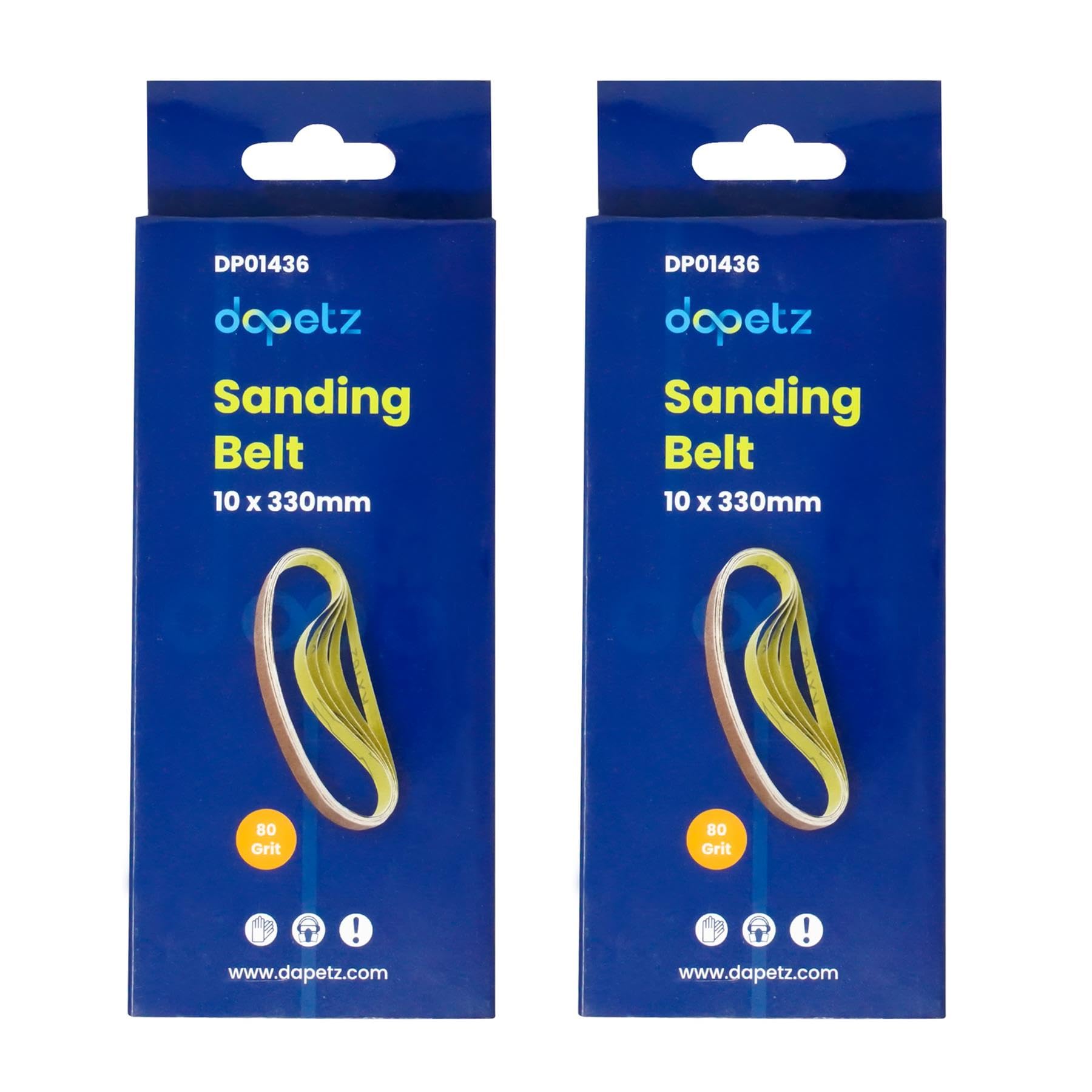 Dapetz ® Sanding Belt 10x330mm, 80 Grit for Grinding, Sharpening, Derusting, Precise Sanding on Metal and Wood, Compatible with Milwaukee Belt Sanders 10pcs