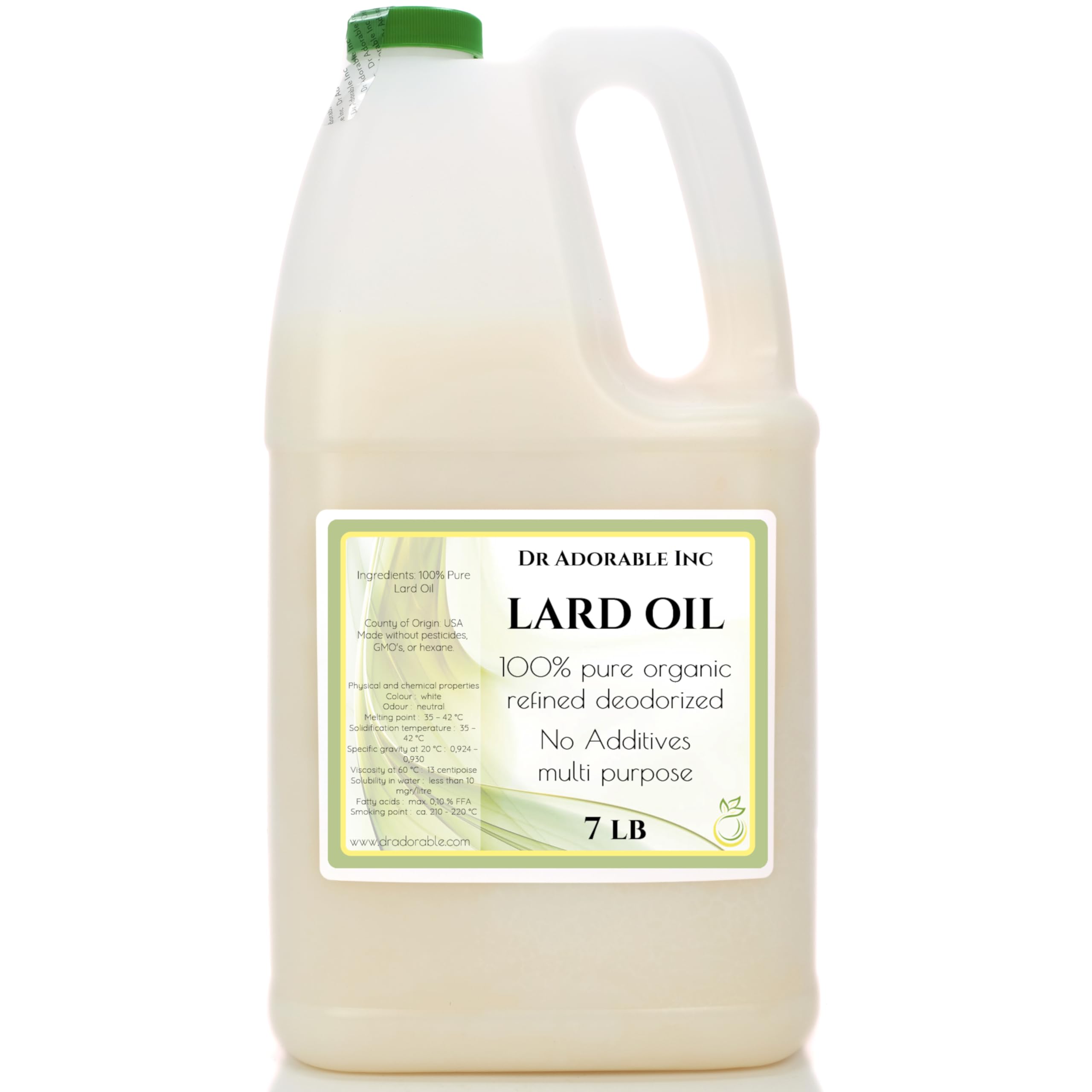 7 LB ORGANIC LARD 100% PURE RENDERED PIG FAT PREMIUM SOAP MAKING