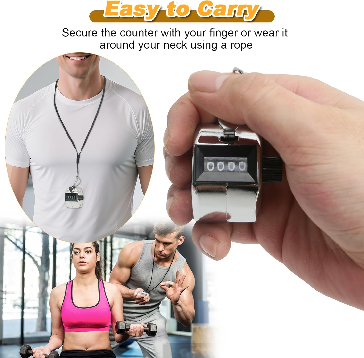 2 Pcs Clicker Counter, Hand Tally Counter with Large Display - Mechanical Pitch Counter Clicker for Baseball, Inventory, People Counting, Events, Gym Reps(Silver) thumbnail