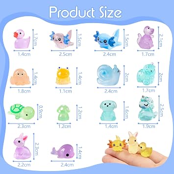 80 Pcs Mini Resin Animals, 14 Styles Tiny small Plastic animal Figures