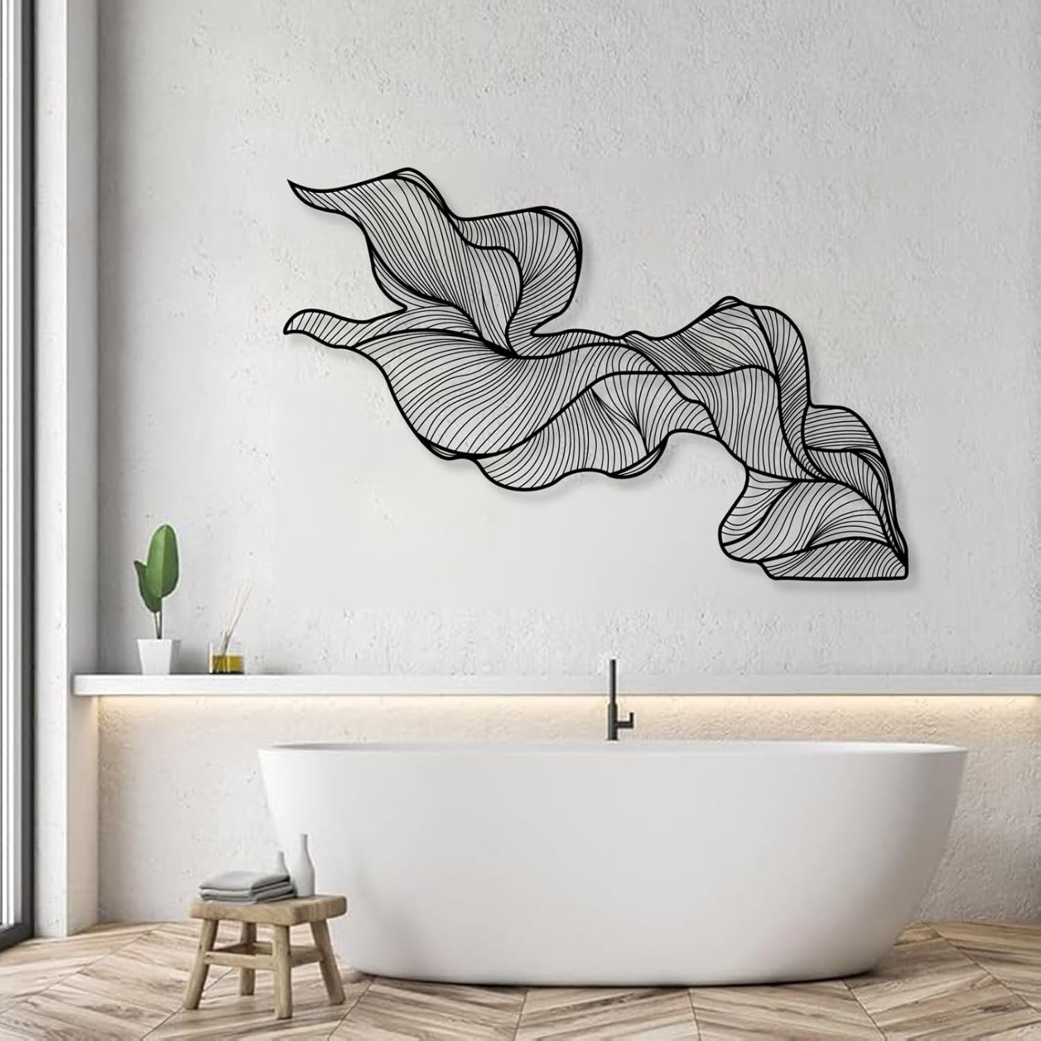 Cadeali Abstract Metal Wall Art, Modern Luxury Metal Wall Decor, Modern Home Decorations, Minimalist Art, Housewarming Gift, Abstract Artwork, Living Room Decor(Silver,41"x27" / 105x69.5 cm)