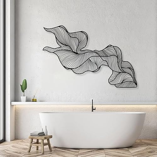 Arte abstracto de pared de metal, arte de pared de líneas de metal, decoración moderna de pared de metal, arte moderno de pared de metal, decoración