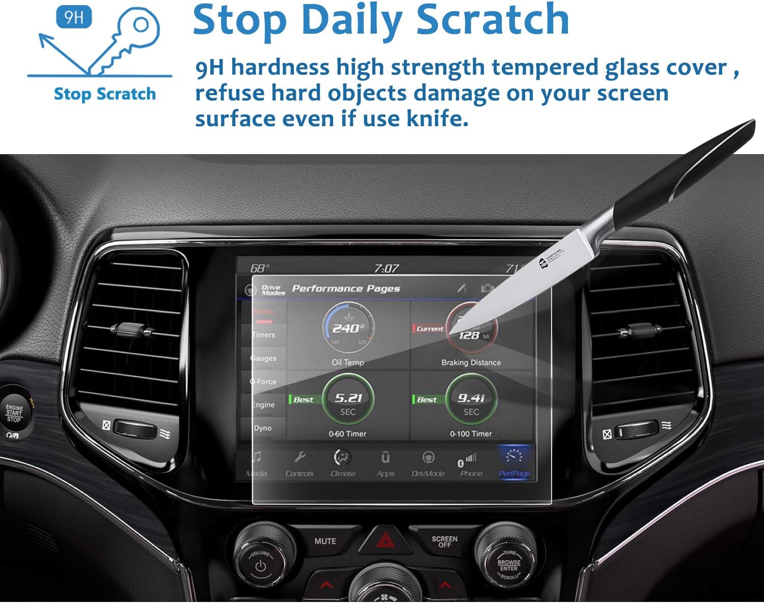 lfotpp car navigation screen protector for 2019 2020 2021 2022 2023 jeep grand cherokee 8 4 inchtempered glass car infotainment display center touch