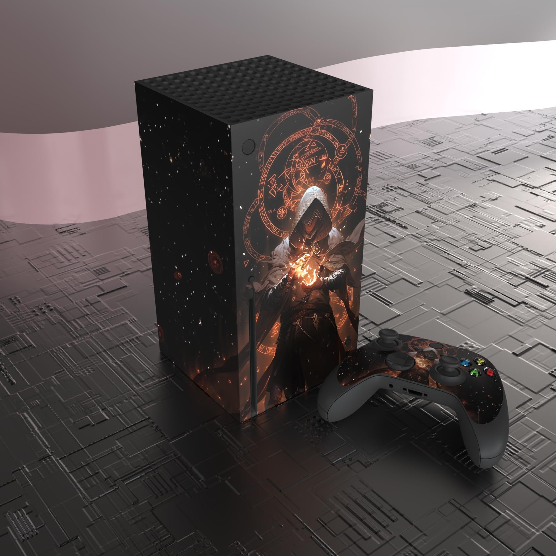 PlayVital Adesivo Skin per Xbox Series X Console&Controller Sticker Decal Cover Vinile per Xbox Series X-Evocazione di Fiamma
