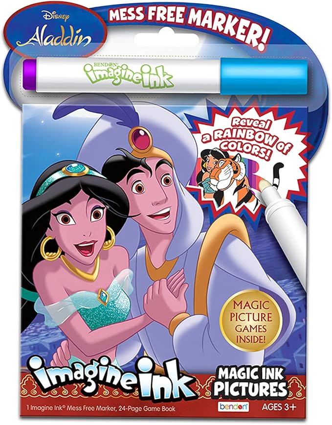 超安い品質 塗り絵セット アラジン ディズニー 並行輸入品 散らからない アラジンパーティー用品 ボーナスステッカー プレイパック ブック インク イマジン おもちゃ