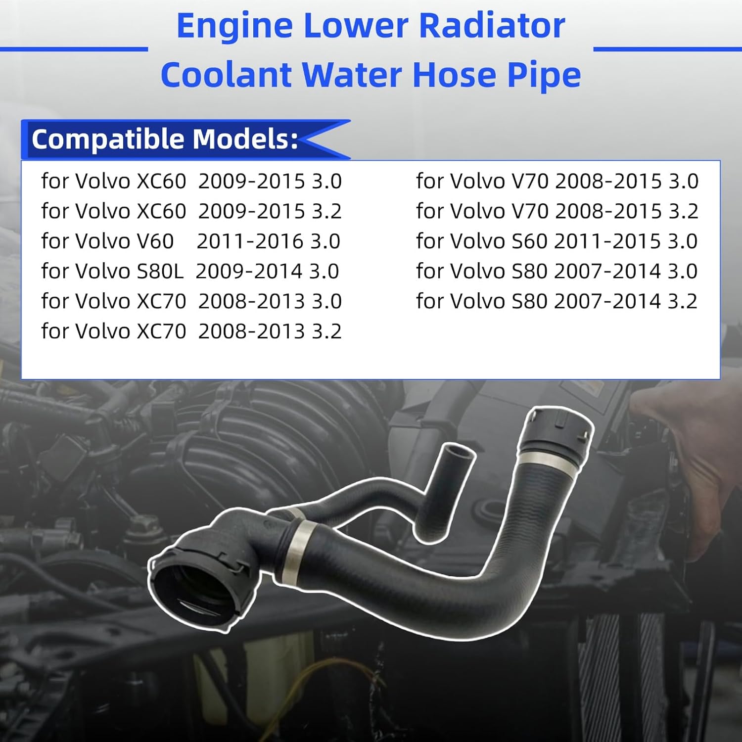 31261407 Engine Lower Radiator Coolant Water Hose Pipe Compatible with Volvo XC60 XC70 V60 V70 S60 S80