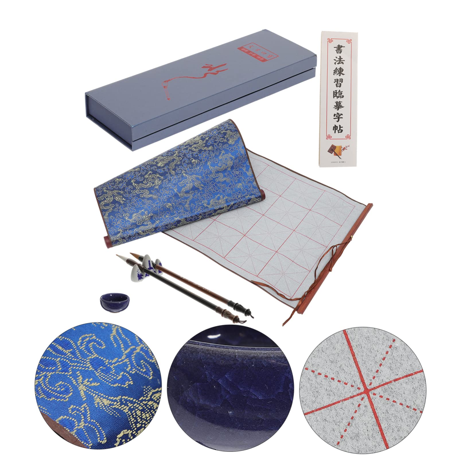 Wiederverwendbare Kalligrafiematte mit Chinesischem Kalligraphiepinsel und Kalligrafie Zubehör für Anfänger in Blau Vielseitig und Einfach zu Verwenden im Schreiben und Malen
