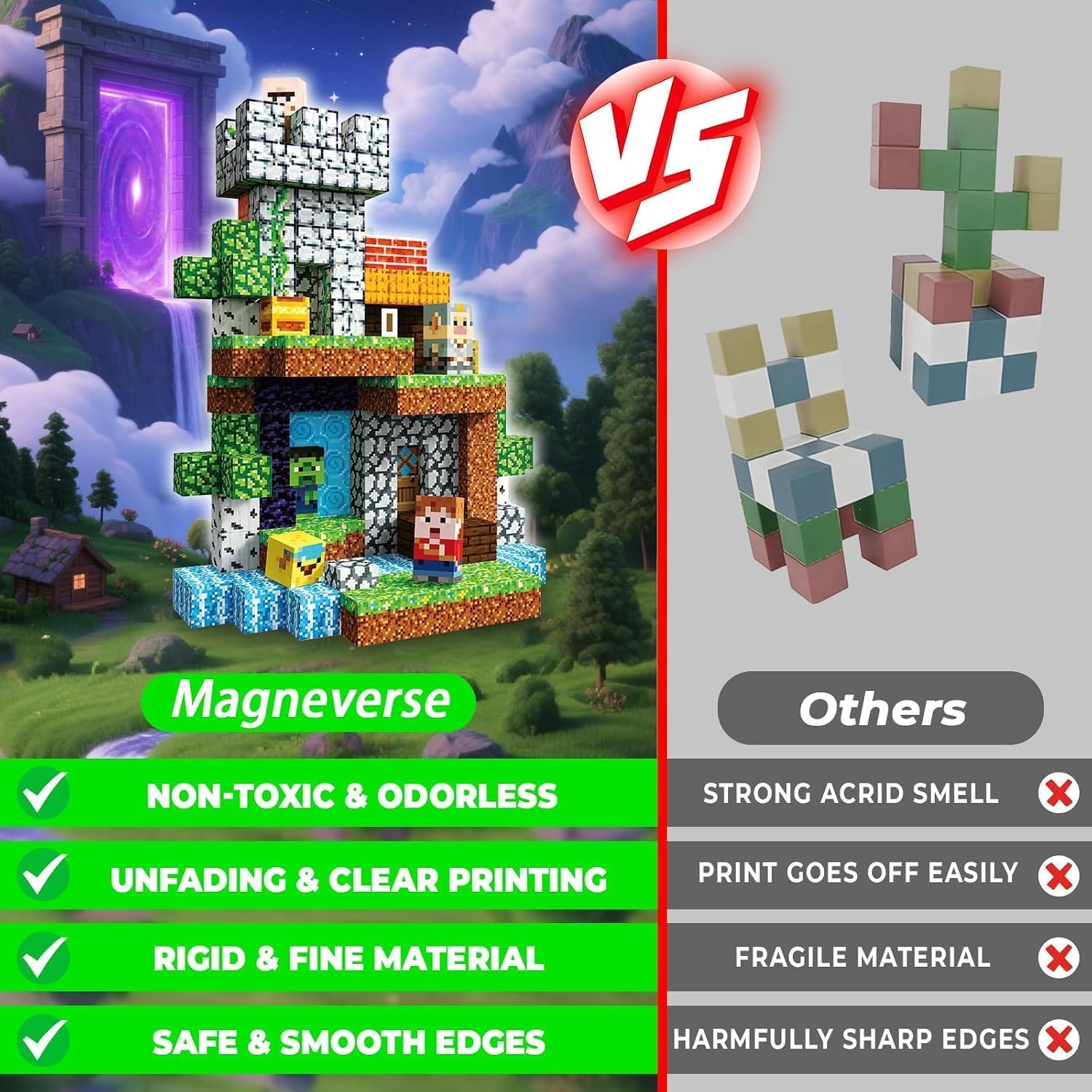 Magneverse Costruzioni Magnetiche per Bambini 200 Pezzi - Magnetic Building Blocks Set Avventura nella Foresta - Giocattoli Montessori STEM per Bambini 3+ Anni - Regalo Creativo per Ragazzi e Ragazze