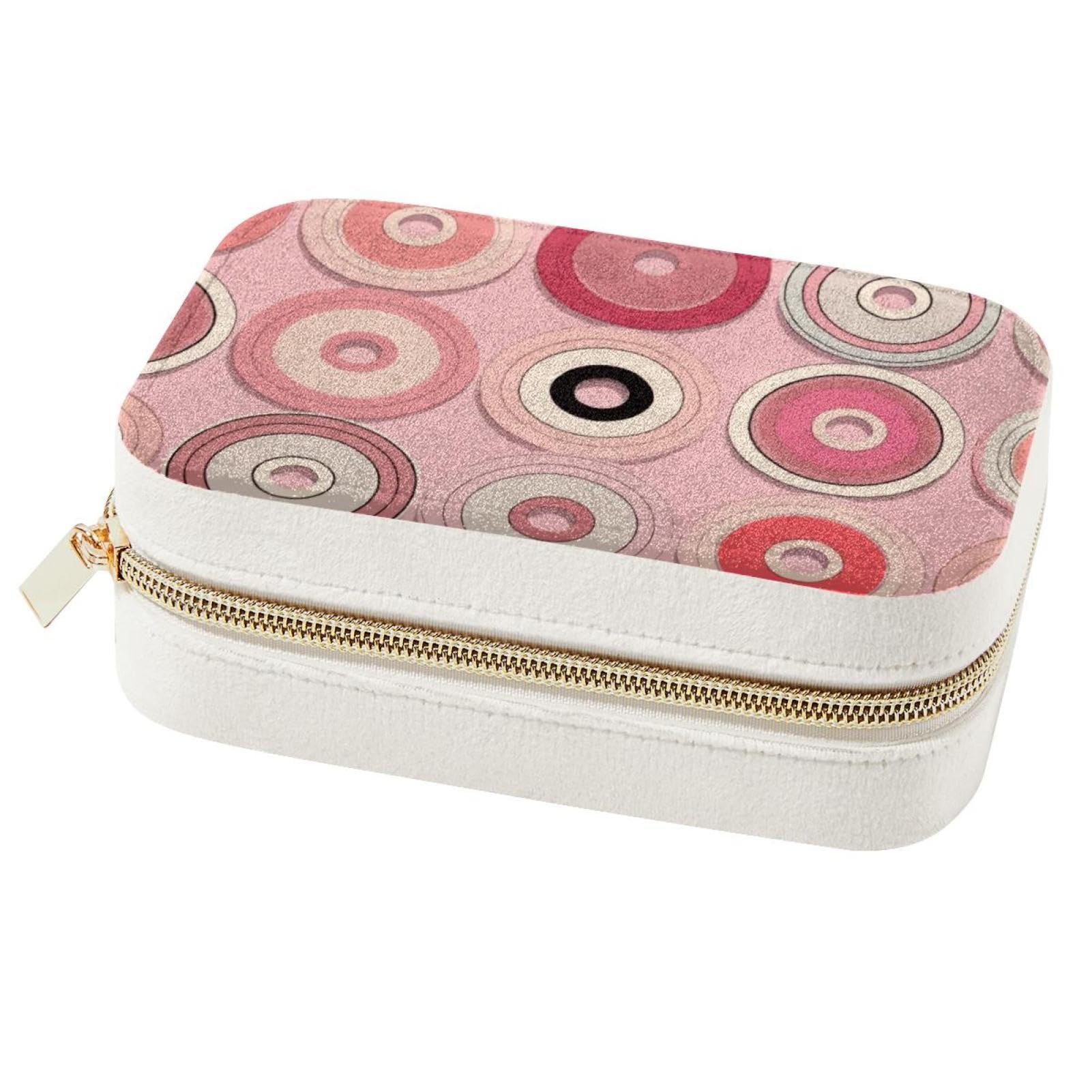 Boîte à bijoux double couche rose grand étui de rangement bagues et colliers