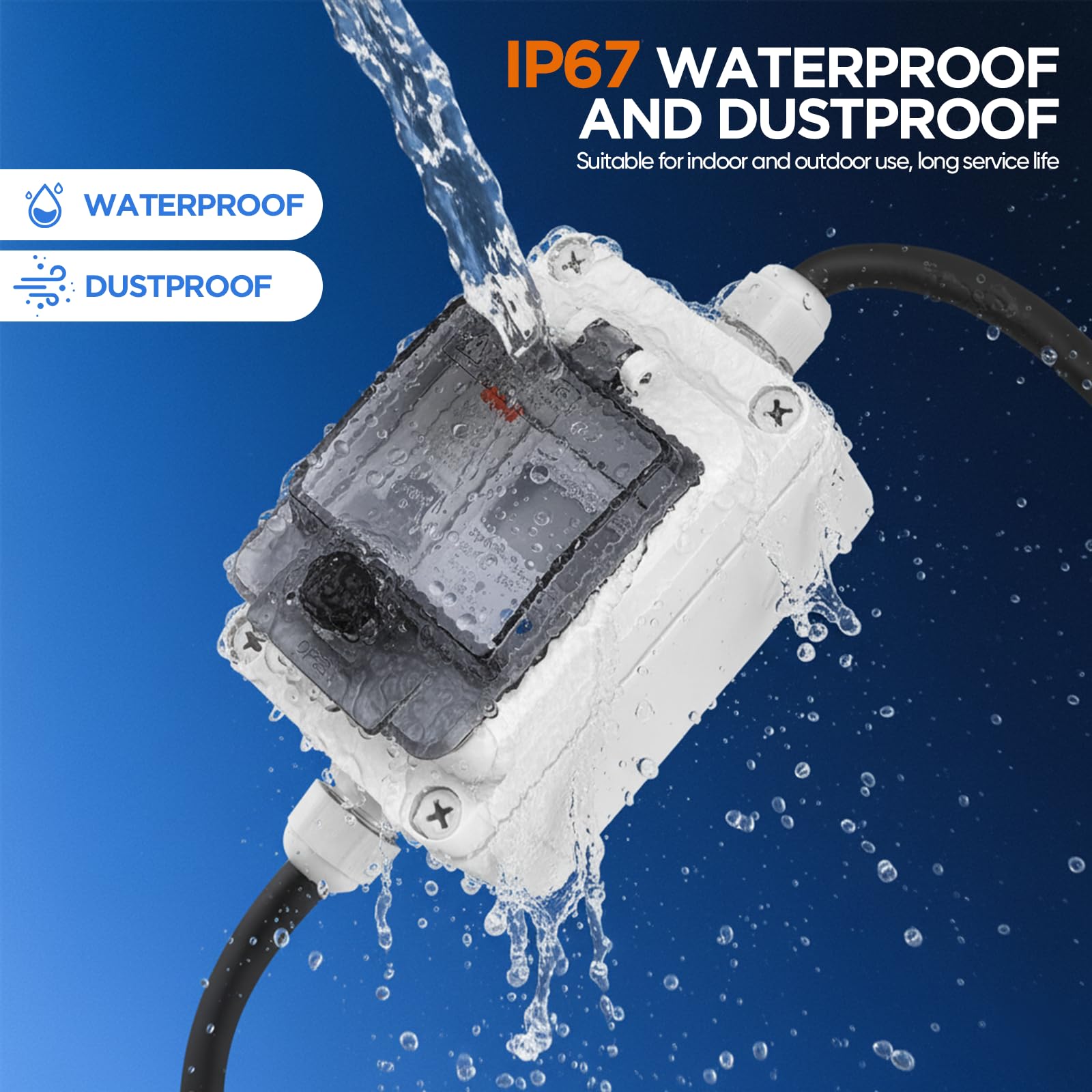 Medidor de Electricidad móvil Digital de 60A 230V con Enchufe CEE Schuko de 3 Clavijas, Medidor de Consumo de Energía Digital Resistente al Agua IP67, medidor de Corriente Digital móvil