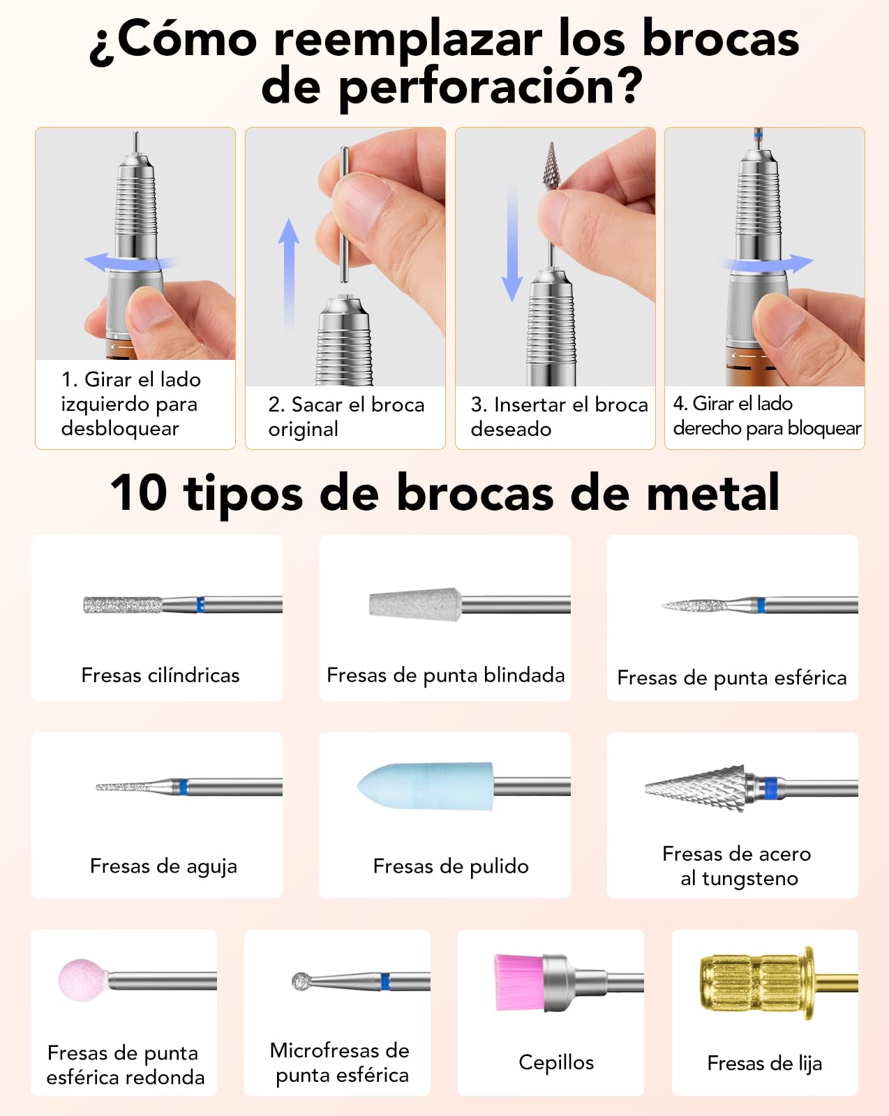 HOMEASY Torno para Uñas Profesional 45000 RPM 45 Velocidades con Pedal - Kit 11 Fresas Torno para Uñas +75 Bandas, <40dB Silencioso para Casa y Salón