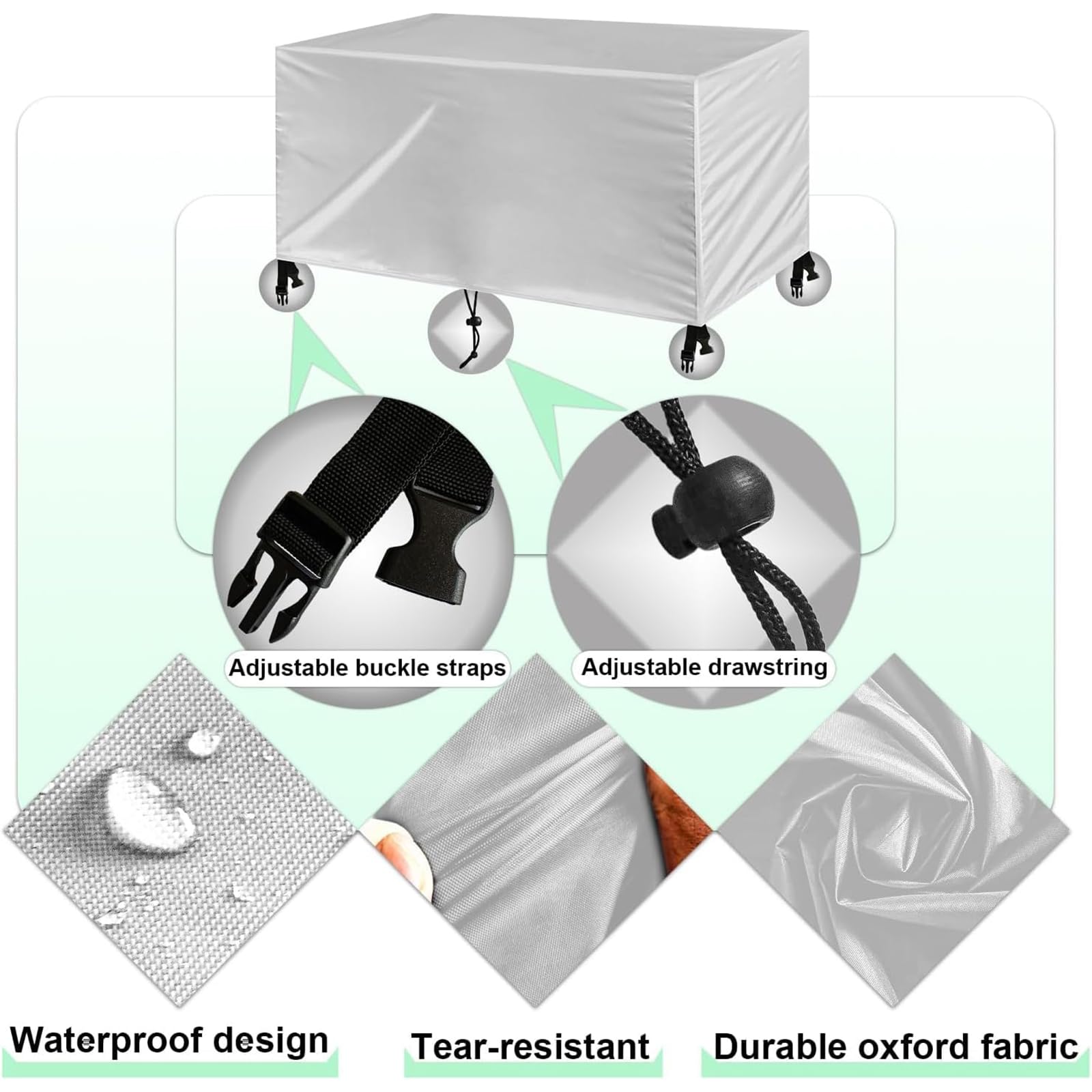 Patio Furniture Cover 180x120x74 cm, Waterproof 420D Oxford, Year-Round Protection Against Rain, UV, Snow & Dust