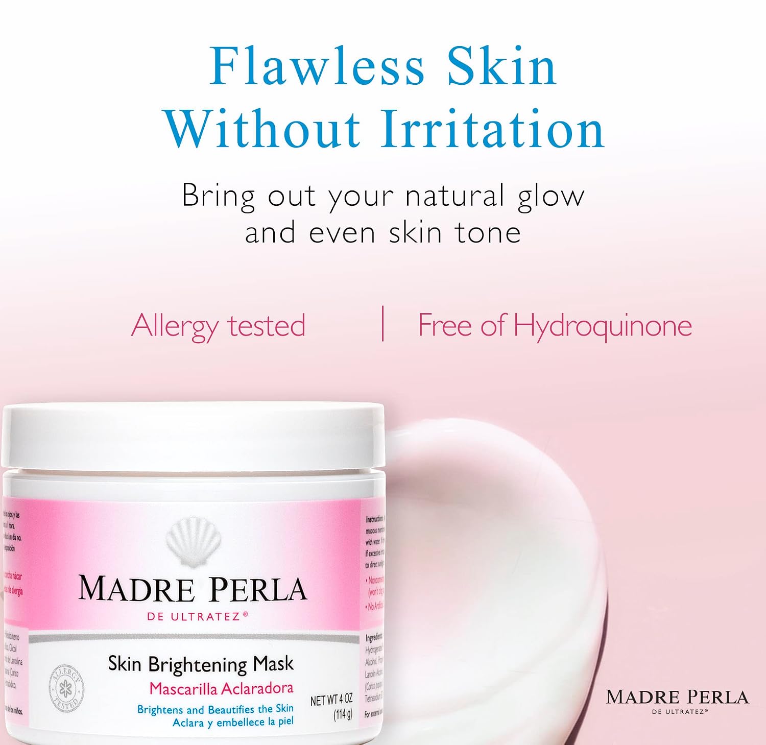 Skin Brightening Mask - Moisturizing Mask for Face and Skin - Allergy Tested and Non Irritating - 4 OZ (1 Jar) image 4