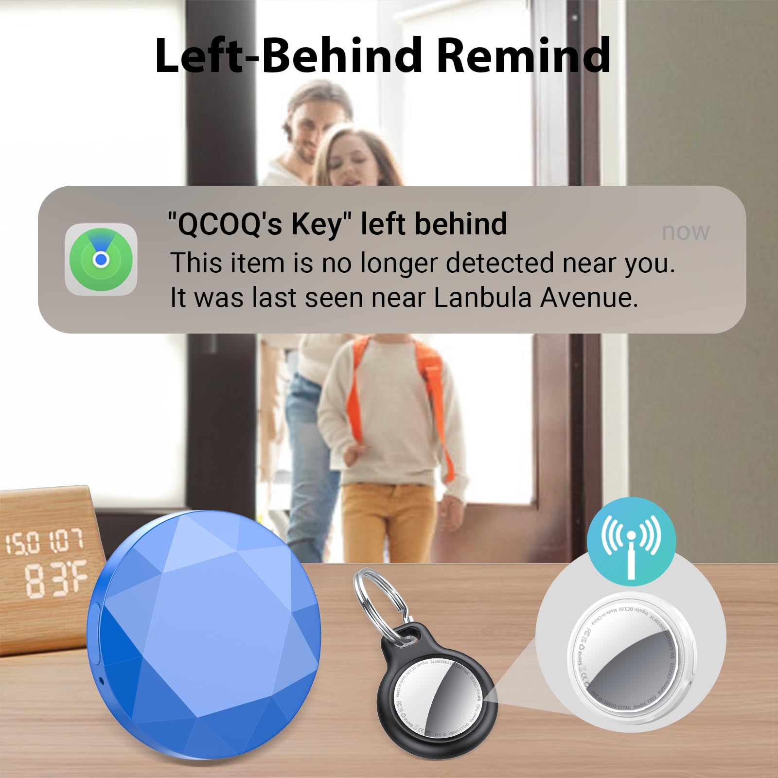 Air Tracker Tag, Smart Tag Compatibile con Apple Dov'è (Solo iOS), Localizzatore Chiavi con Custodia Protettiva/Portachiavi, Trova Oggetti per Valigie/Bagagli/Portafogli, Batteria Sostituibile 2 pezzi