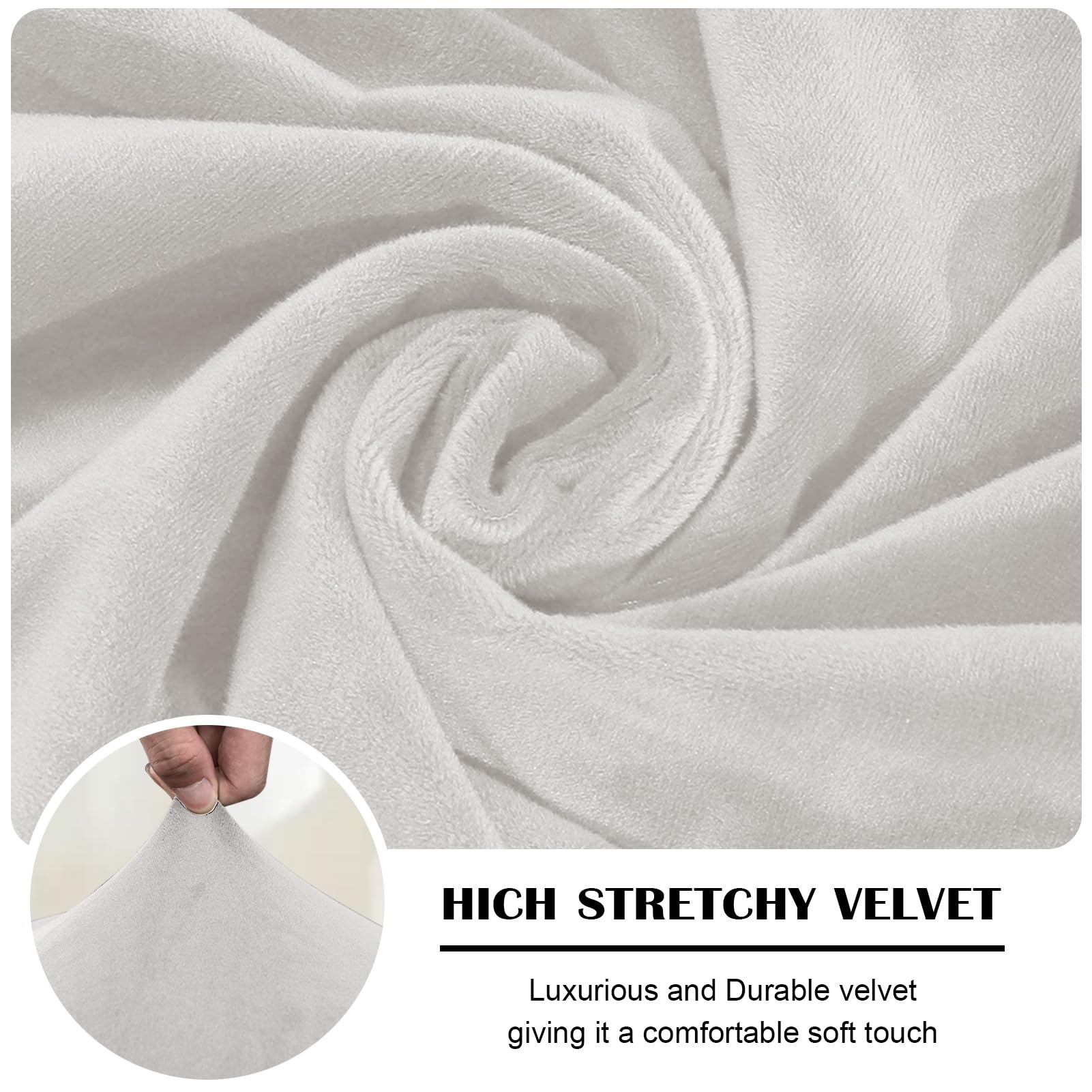 Coprisedia in velluto elasticizzato per sedie da pranzo con schienale alto, per cucina e decorazione della casa, confezione da 4, facile da montare e proteggere, elegante design bianco