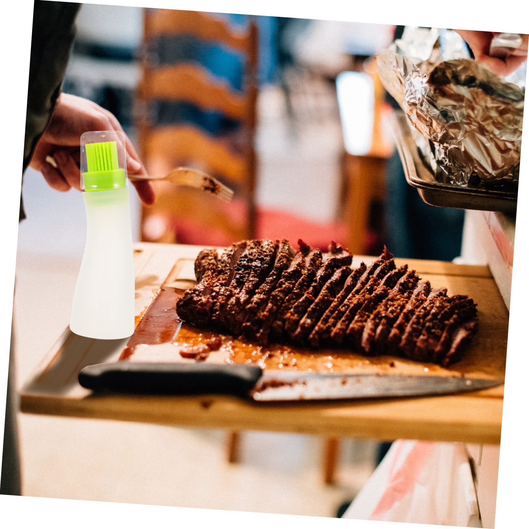 Mipcase Silicone Basting Brush Bottle Transparent Oil Dispenser Cooking Brush for BBQ Grilling and Marinades Durable Easy to Clean for Home Restaurant and Party Use