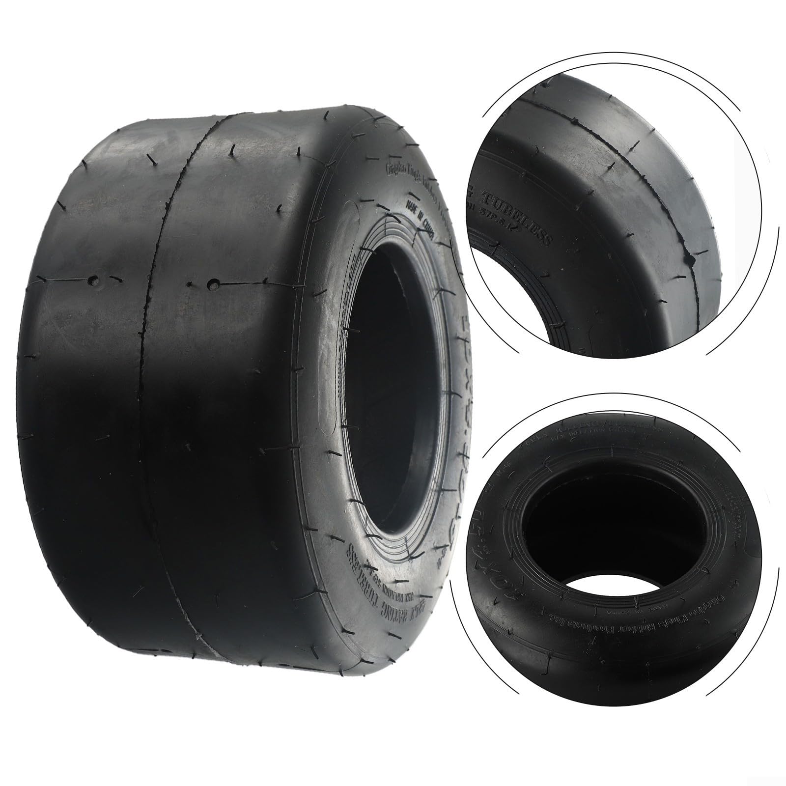 Pneus de karting durables pour remplacement idéal pour les applications sans chambre à air avant et arrière (10 x 4,50-5)