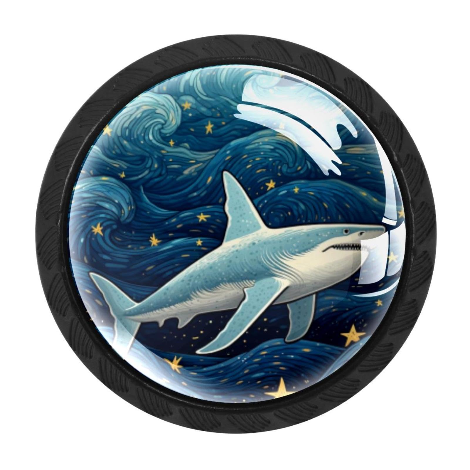 CHENZZZZ 4 Pack Starry Sky Shark Kitchen Cabinet Knobs Drawer Knobs Door Dresser Handles for Personalized Gifts Great for Any Occasion