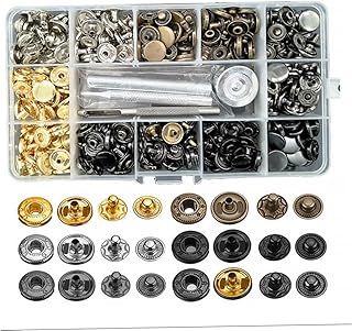 CRAFTHROU Conjunto de 1 caixa de botões vintage botões de metal botões botões de pressão fechos de pressão para ferramentas de decoração de roupas, jeans de couro, kit de couro, botões removíveis, calça, fivela de cintura, remendo de liga