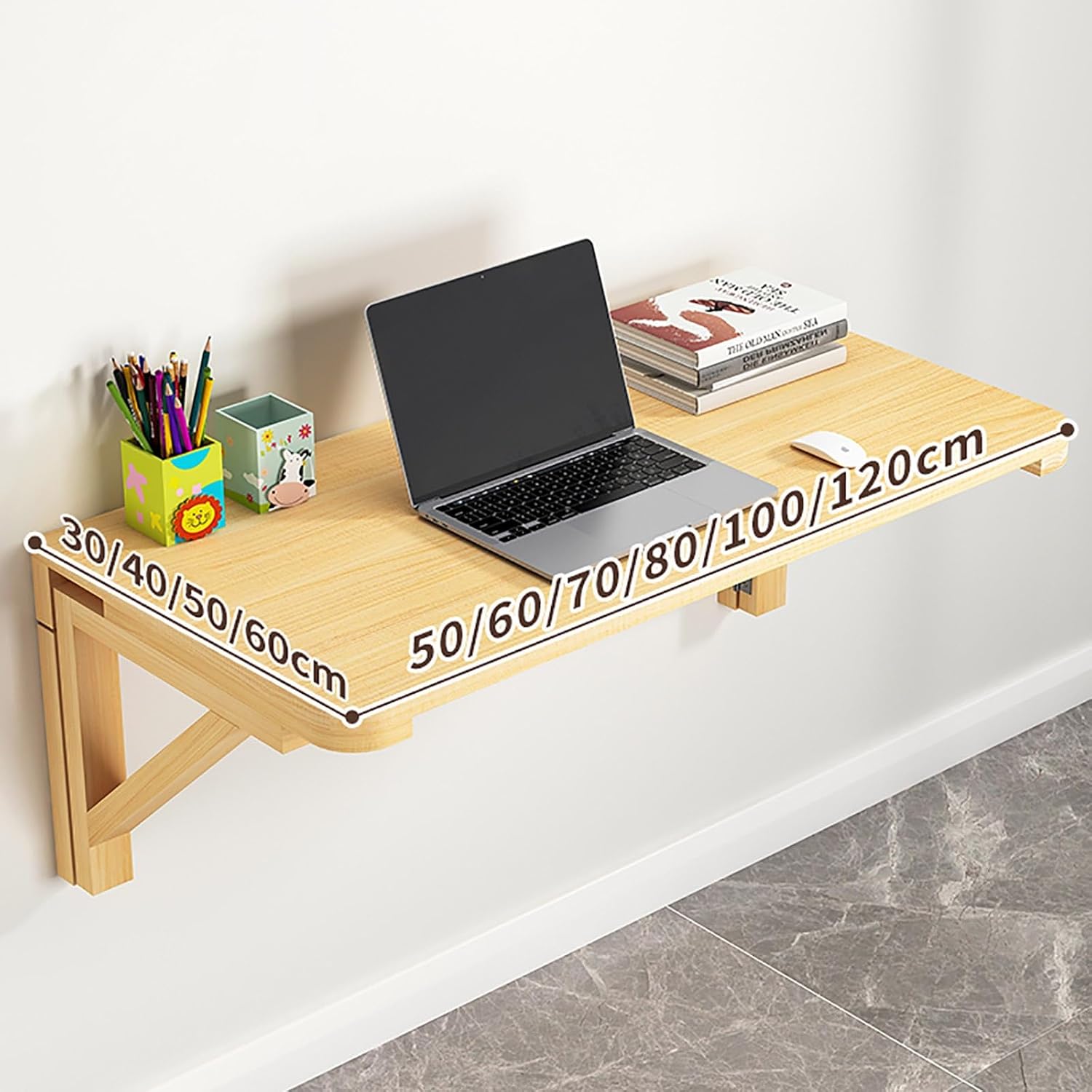 Wall Mounted Folding Table,Folding Wall-Mounted Drop-Leaf Table for Home Office Laundry Study Small Space Stable and Durable(70x40CM)