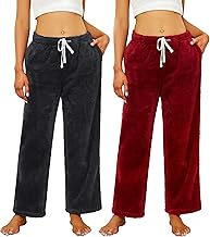 HEARTNICE 2 Pack Women's Warm Plush Pajama Pants Soft Fluffy Pajama Sleep Pants Comfy Fuzzy Pj Bottoms