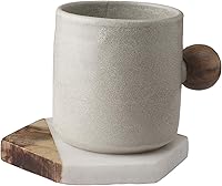 Vista 3 de GoCraft Posavasos de madera de mármol y mango – Juego de 4 posavasos geométricos hechos a mano de mármol blanco para bebidas, copas de vino