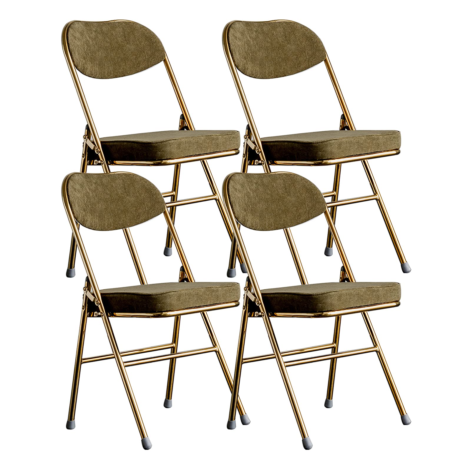 4-piece Set Dining Chair Industrial Style Portable Foldable Corduroy Accent Chair For Home Office Restaurant Reception Milk Tea Shop Green