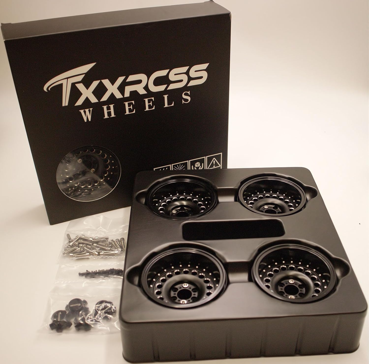 Adjustable 2 Offsets RC 2.2 Beadlock Wheels Rims Hub 1/10 Crawle Wheel Car Aluminum for Remote Control SCX10 Capra Wraith Trx4 Upgrades (4PC) (Bright Black)