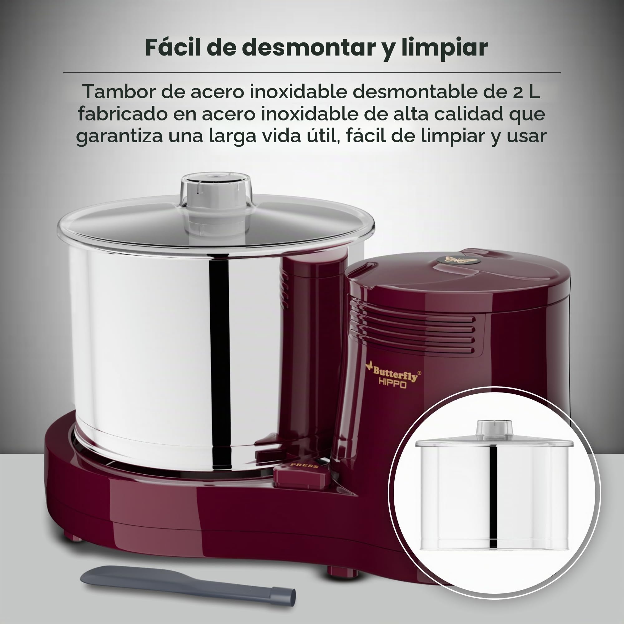Butterfly Hippo - Molinillo húmedo de mesa, 2 L (cereza)