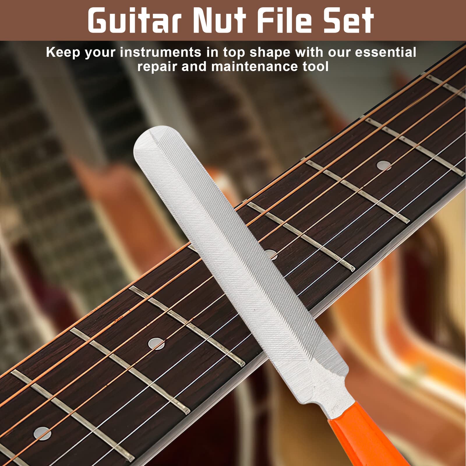 3 Pezzi Chitarra Nut File, Chitarra Fret File, Lima per Capotasto di Ricambio per Chitarra, Lima per Grondaia per Chitarra, Lima per Capotasto di Ricambio per Chitarra, Lima per Tasti Chitarra