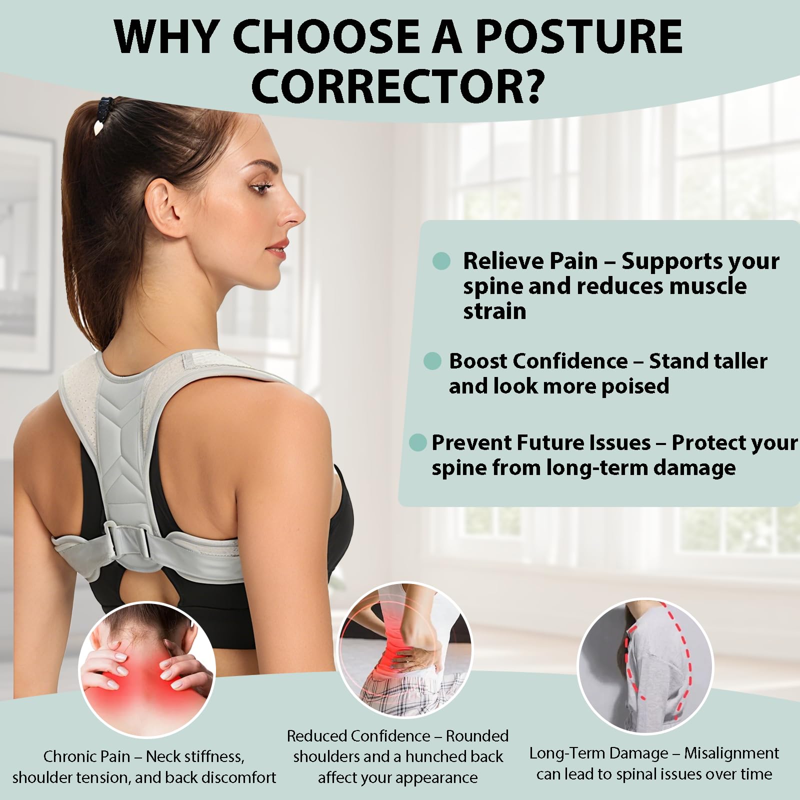 Rücken Geradehalter,Haltungskorrektor Rücken für Männer Frauen Atmungsaktiver Haltungstrainer mit Verstellbaren Schultergurten Relieve Back Pain & Prevent Hunchback (Grey XL)