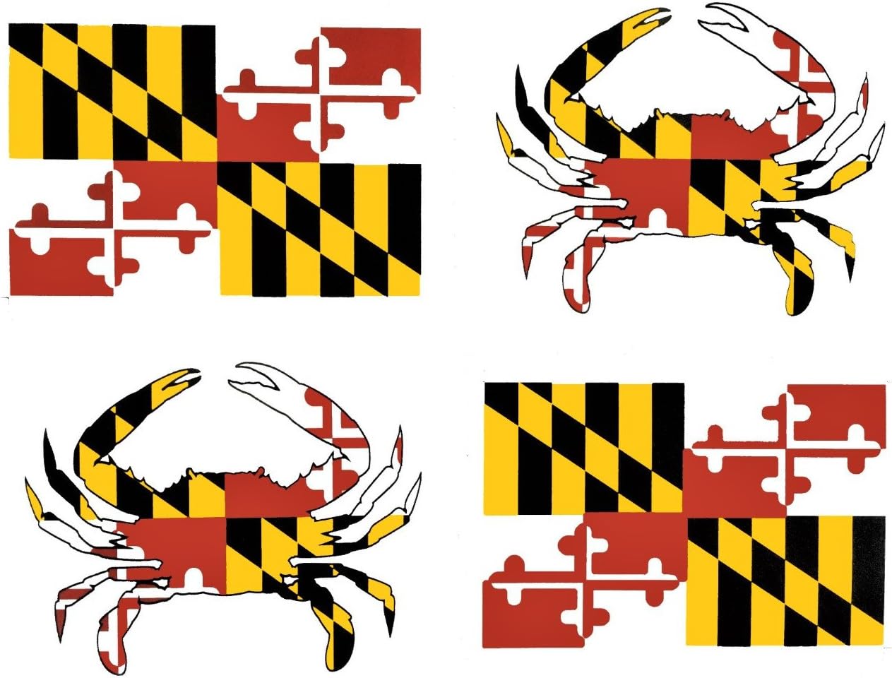 wheezeway Maryland Flag Crab Sticker 4 MD Vinyl Stickers , 2 Flags (3 x 5) 2 Crabs (5 x 3.75)Auto Truck SUV Water Bottle Window Scrapbooking Decal Scrapbooking