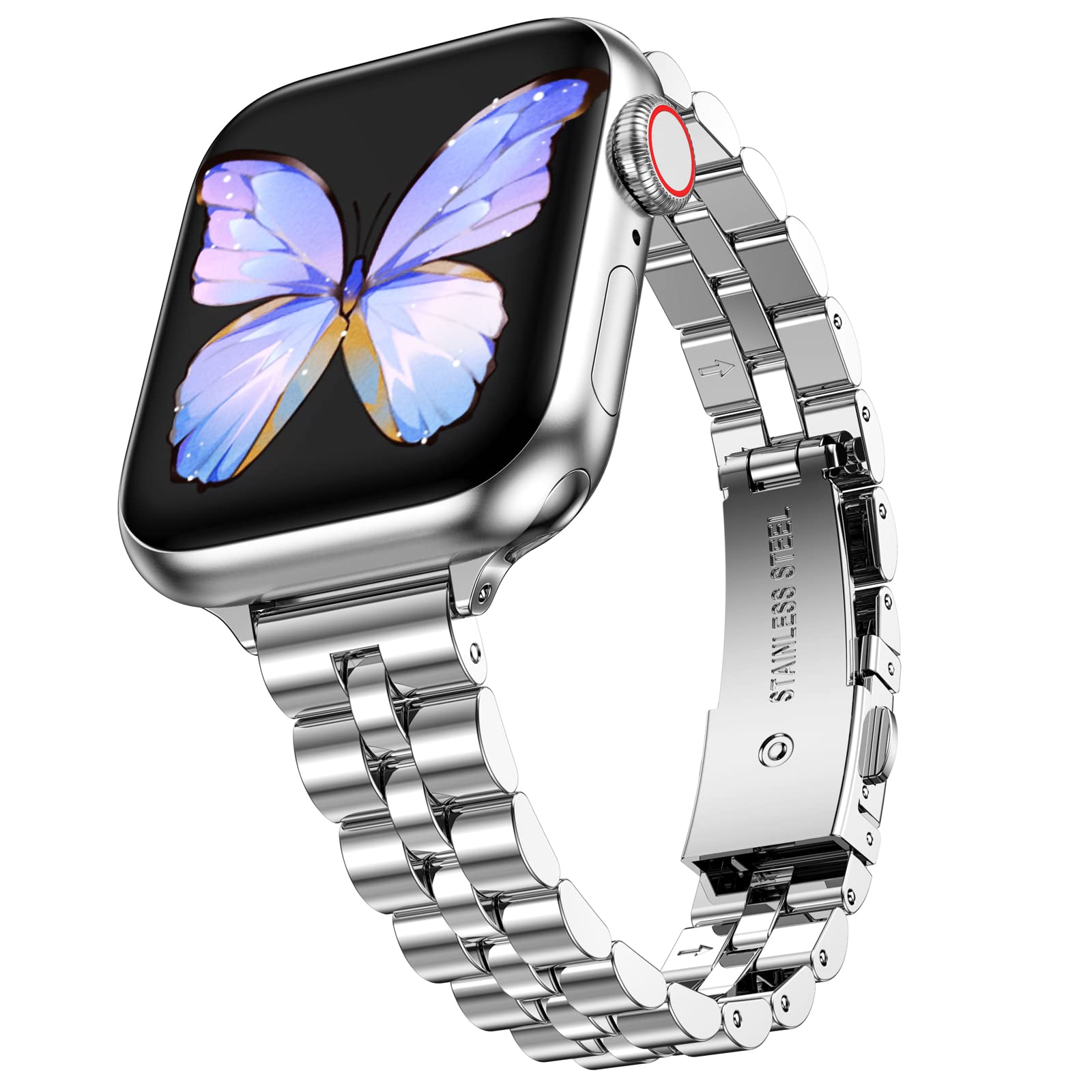 MioHHR Correas Delgada de Metal Compatible con Correa Apple Watch 40mm 38mm 41mm 42mm 44mm 45mm 46mm 49mm, Correa de Acero Inoxidable Para iWatch Series 10 9 8 7 6 5 4 3 2 1 SE Ultra 3 2 1