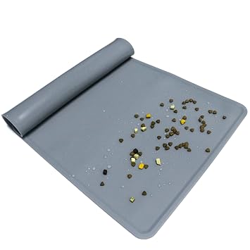 Dog & Cat Silicone Pet Feeding Mat, Grey, 19.5 x 11.8 inches