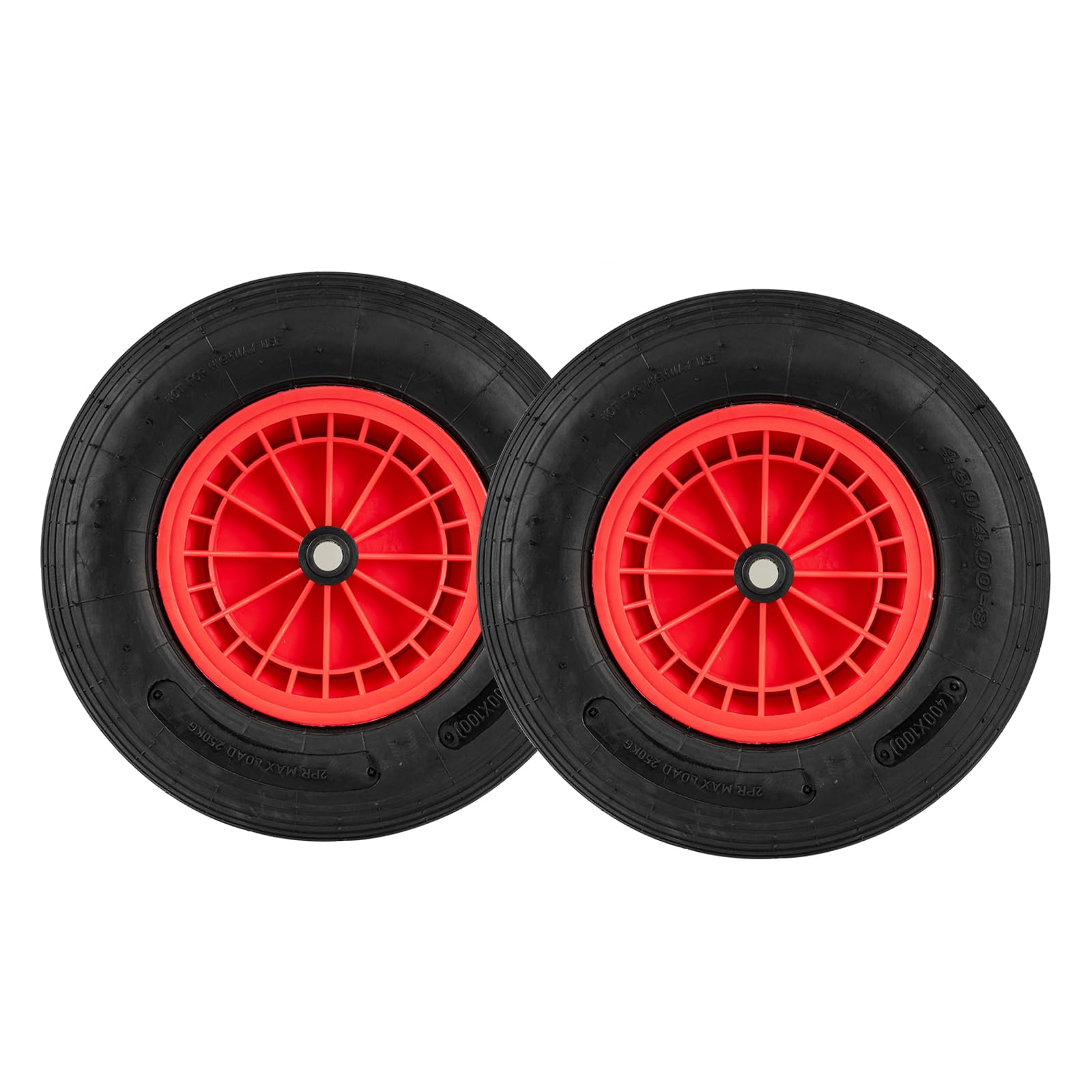 SOARS Ruota Pneumatica per Carrello Carriola, Dimensioni 4.80/4.00-8, 250KG Max, Diametro 40 CM, Asse Ø20 MM, Larghezza 10 CM, Cuscinetto a Rullini Robusto - Nero+Rosso (2)