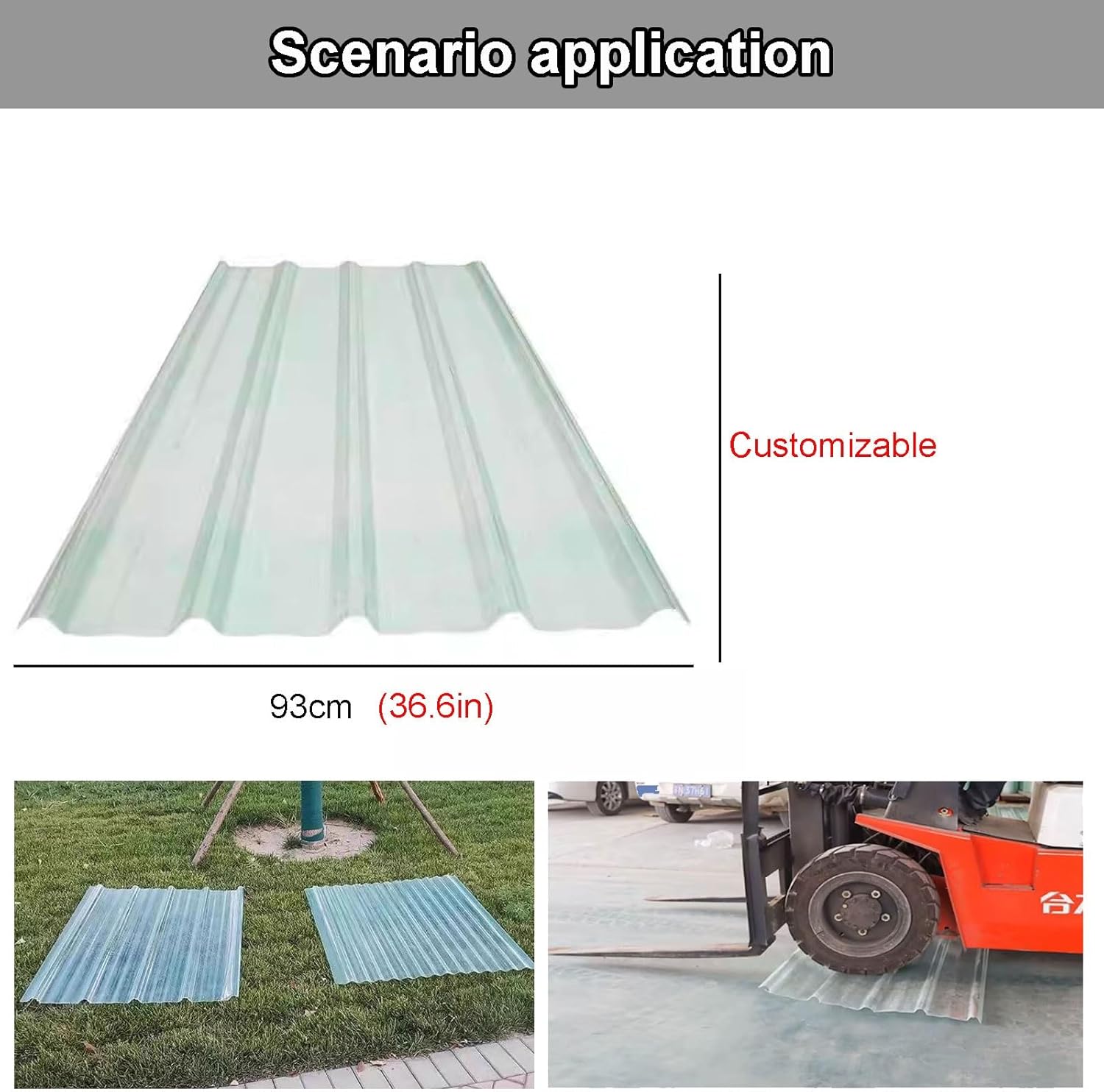 Clear Plastic Sheet,Transparent Sunlight Panels,Corrugated Roofing Sheets,Protection Transparent Rainproof Board,Roof Panels,for Garage Carport (Color : 4pcs, Size : 93x100cm/37x39in)