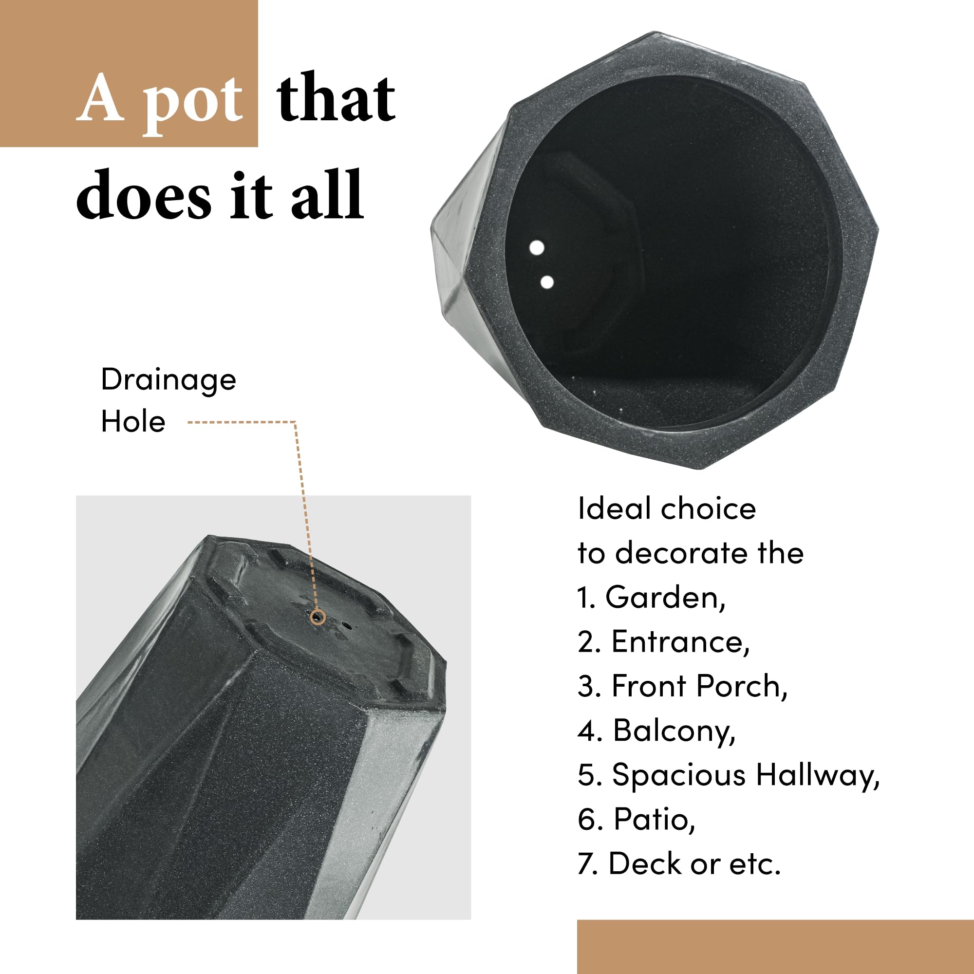 Kuber Industries 18 Inch Flower Pot - Balcony Garden Planter -6