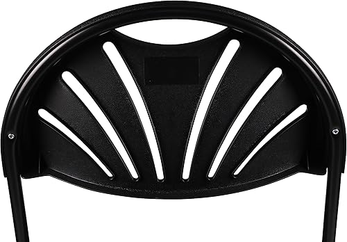 Miniatura 9 de BTEXPERT Juego de 2 sillas plegables de plástico para eventos de alta capacidad, con marco de acero, color negro, para bodas, fiestas