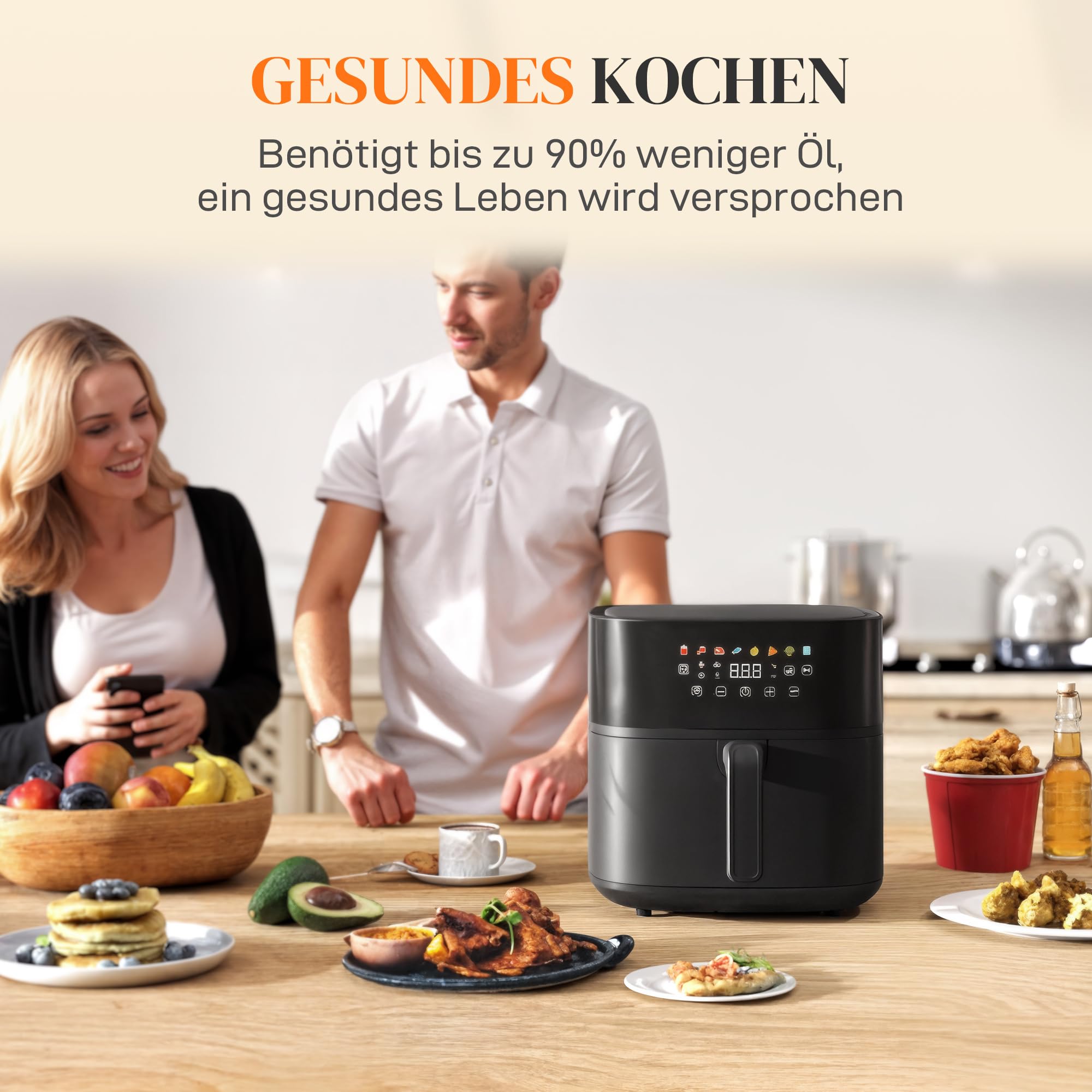 HOMCOM Friteuse à air sans huile dual zone air fryer 8,5 L - 2700 W - 8 programmes, écran LED tactile, température réglable, minuterie, 2 paniers antiadhésif, finition de synchronisation, recette HOMCOM Friteuse à air sans huile dual zone air fryer 8,5 L - 2700 W - 8 programmes, écran LED tactile, température réglable, minuterie, 2 paniers antiadhésif, finition de synchronisation, recette