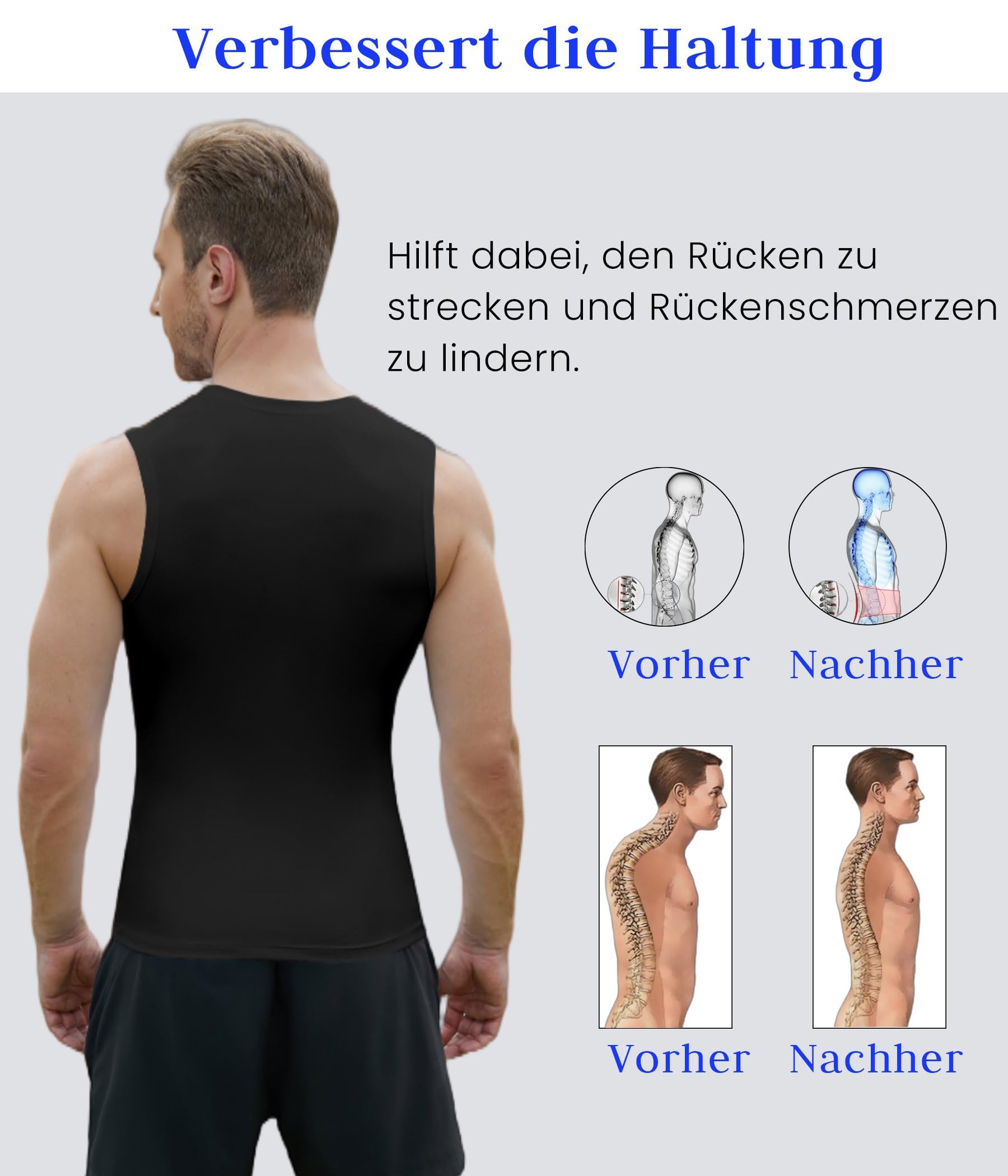 NEMXCE Kompressionsshirt Herren Shapewear Compression Shirt Bauchweg Unterhemd Body Shaper Tank Top Funktionsshirt