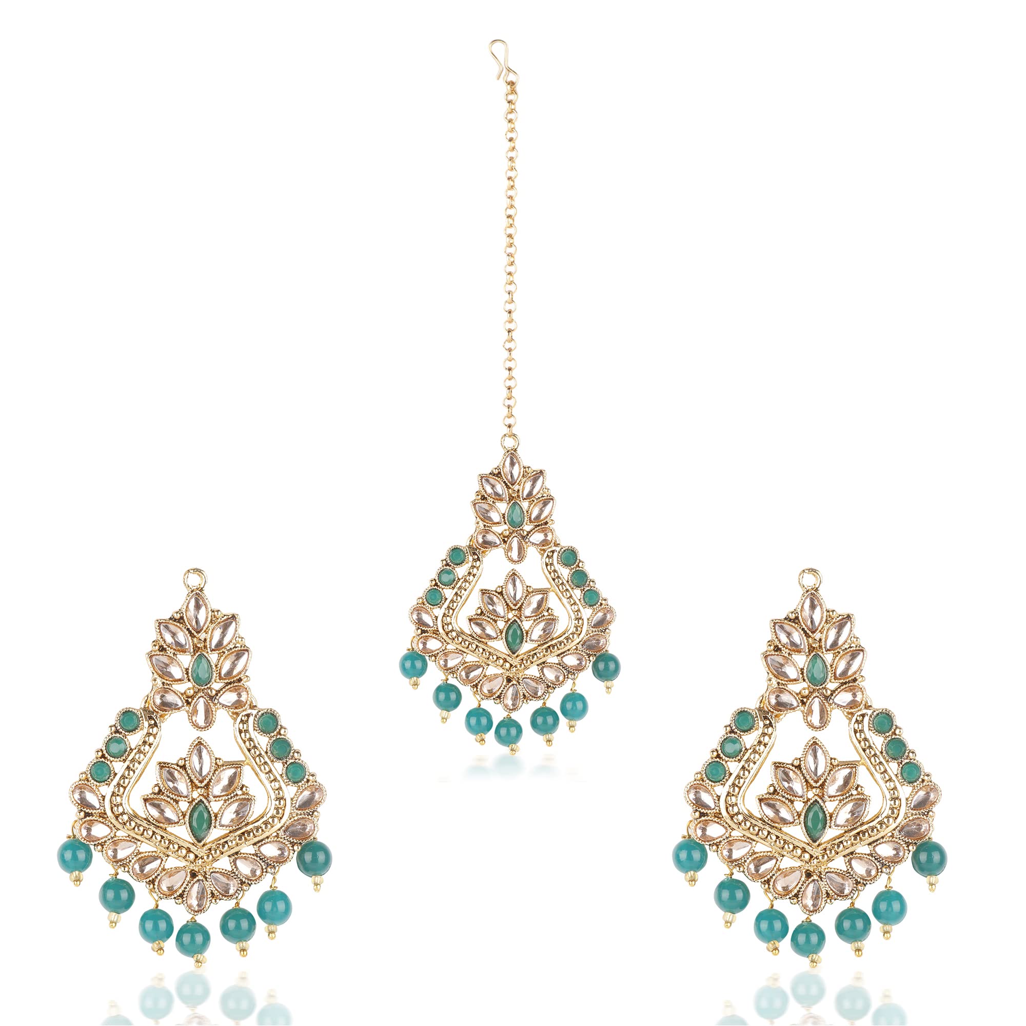 IIJ (indian imitation jewellery Earrings Maang Tika Jewellery Set for Girls & Women Color- Green|91416 Artificial Fashion traditional Jewel Set|Made in India. (B09RQ64M3D) Amazon Price History, Amazon Price Tracker